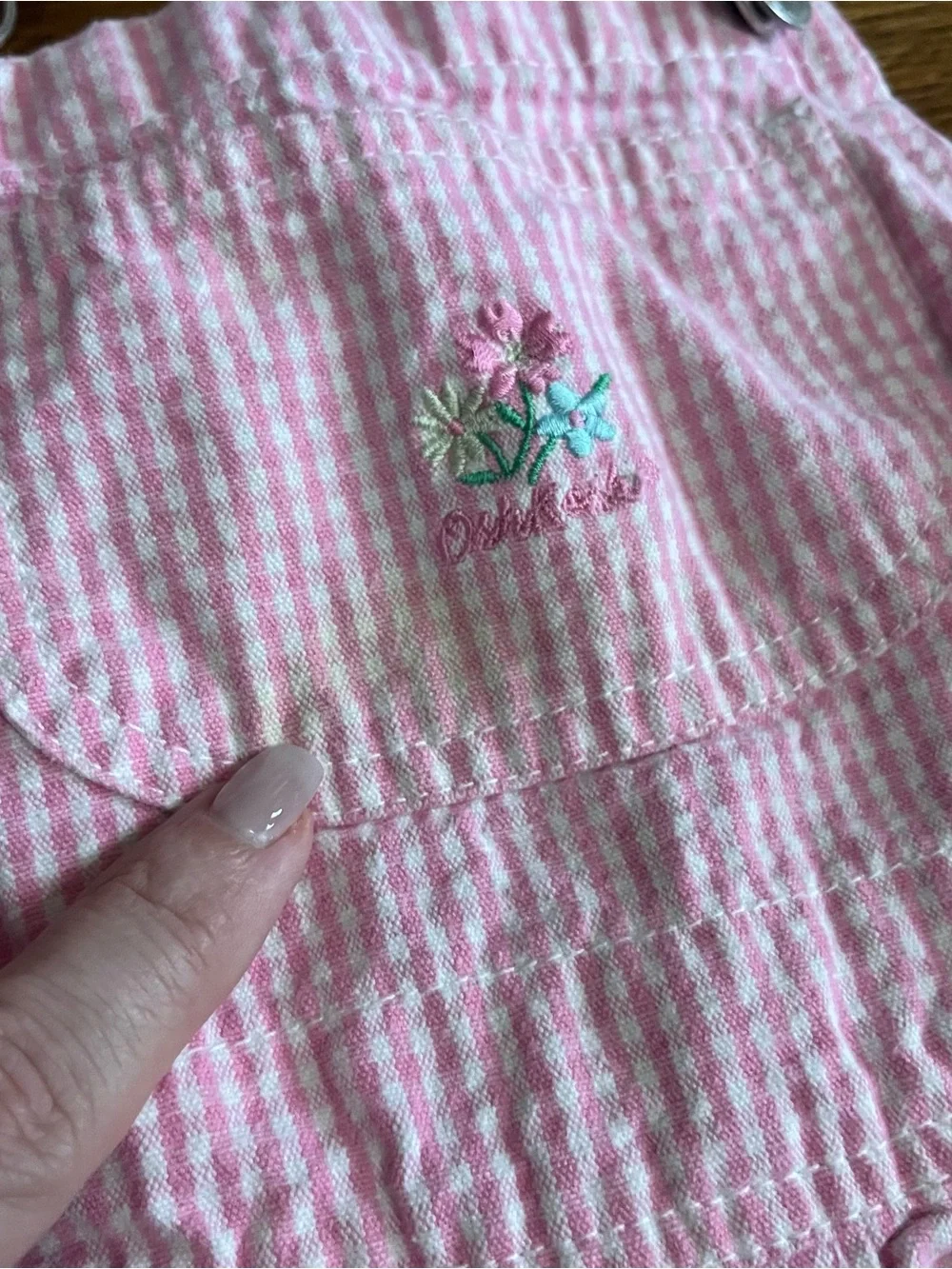 Vtg osh Kosh shortalls 3t pink gingham Vestbak flower bibs overalls 90s